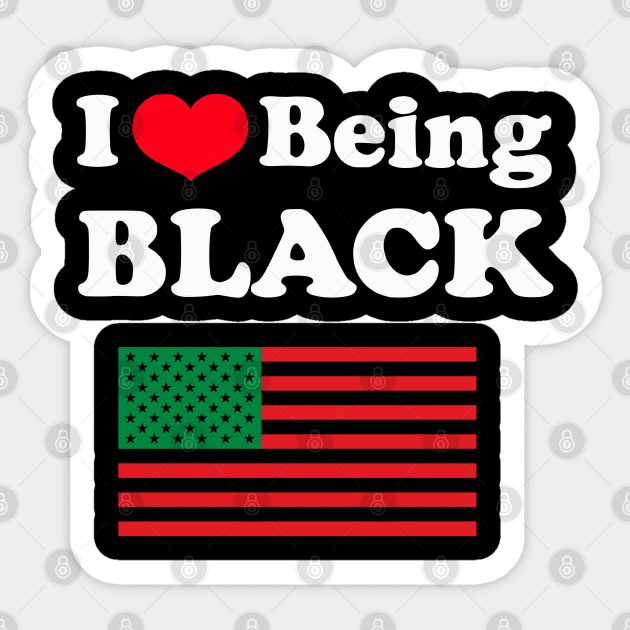I Love Being Black Pan African Flag Sticker by UrbanLifeApparel